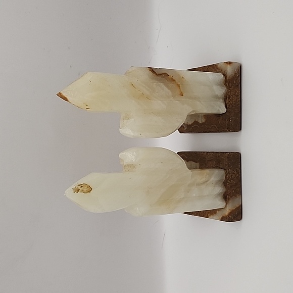 Vintage Hand Carved Alabaster Onyx Cactus & Men in Sombreros Bookends - Picture 4 of 10